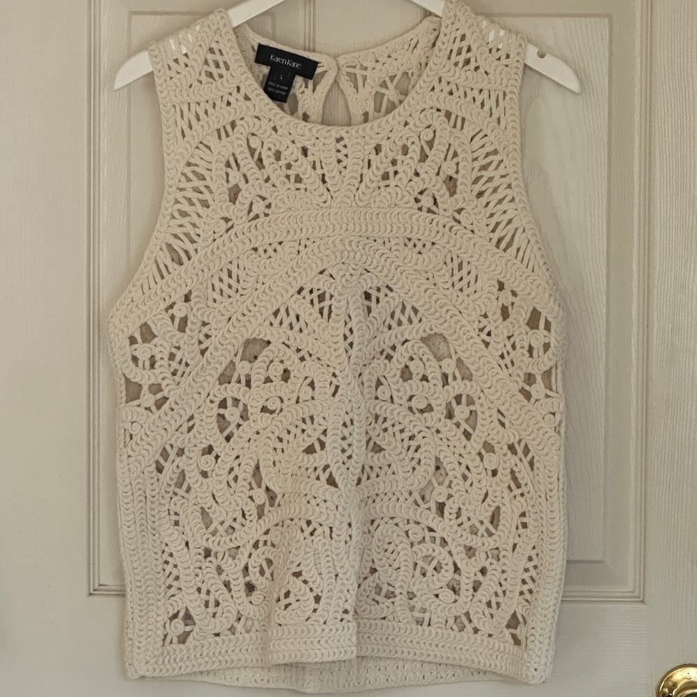 Women’s Karen Kane Cream Crochet Sleeveless Top Large
